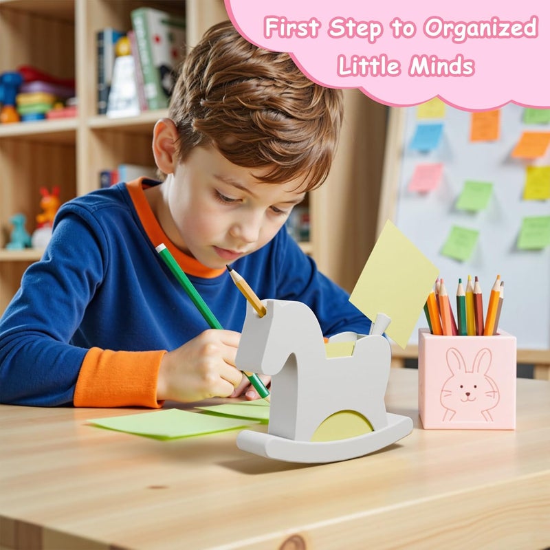 Li & Zhao Li&Zhao Wobble Horse Sticky Note Holder Silicone Label Holder Stand, 2026 Year of the Horse Good Luck Stable Rocking Horse Design for Tabletop Organizer, Office Desk Accessory, Home Decoration(Gray) - Image 2